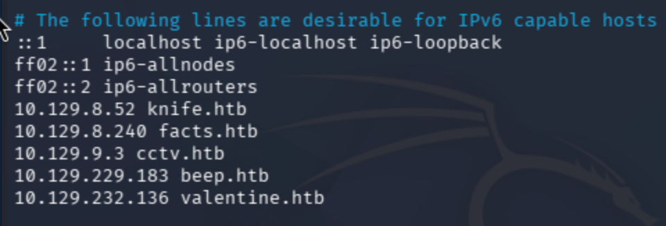 Initial setup output for the Valentine box