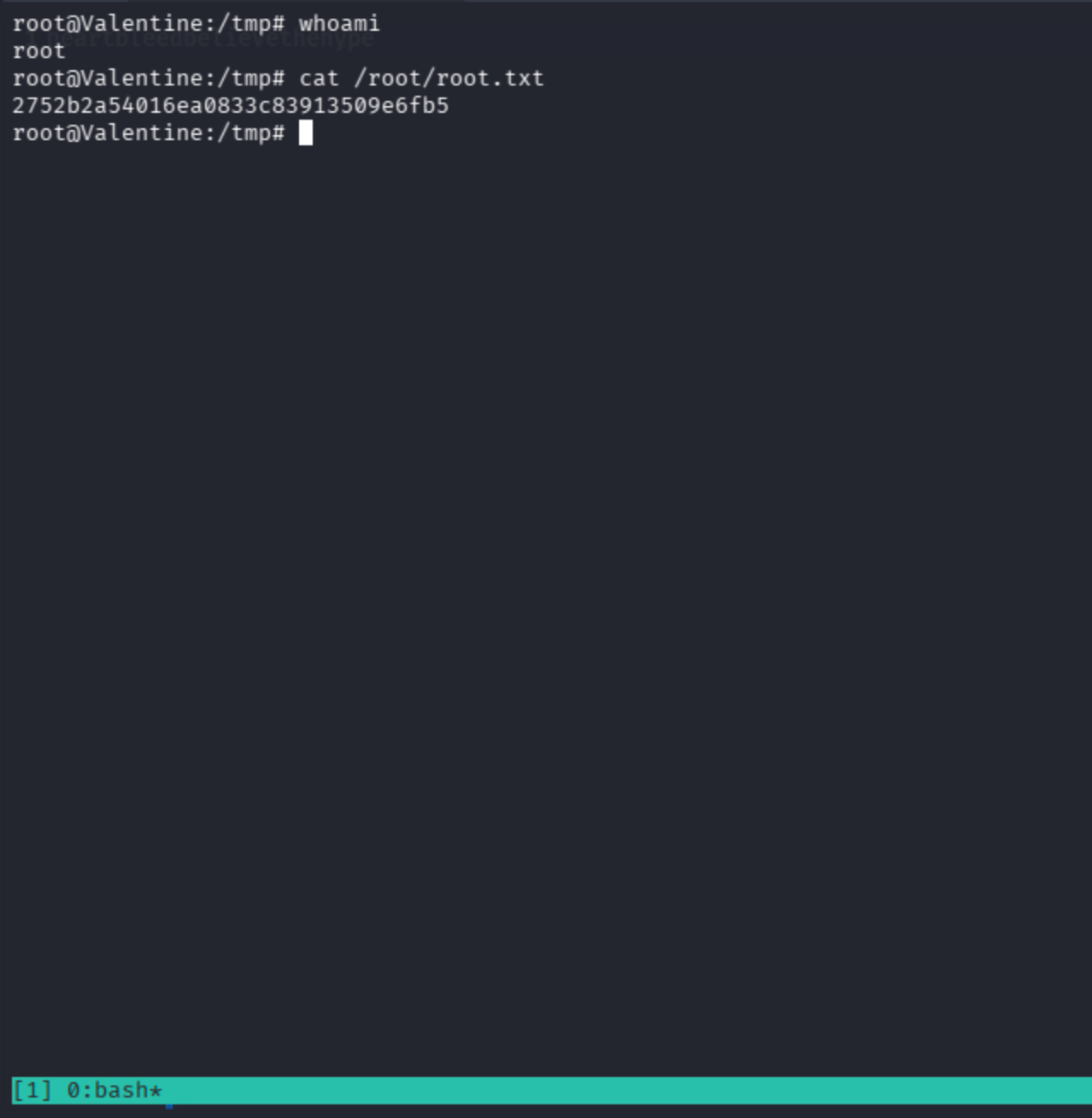 Root flag captured by attaching to the hijacked tmux session
