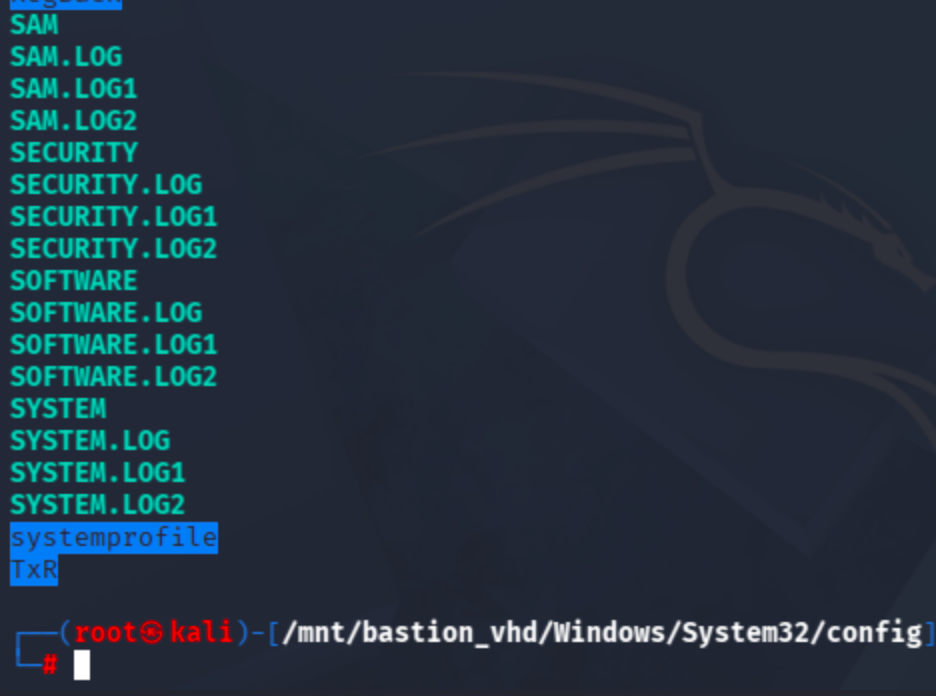 Extracting SAM and SYSTEM hive files from the backup