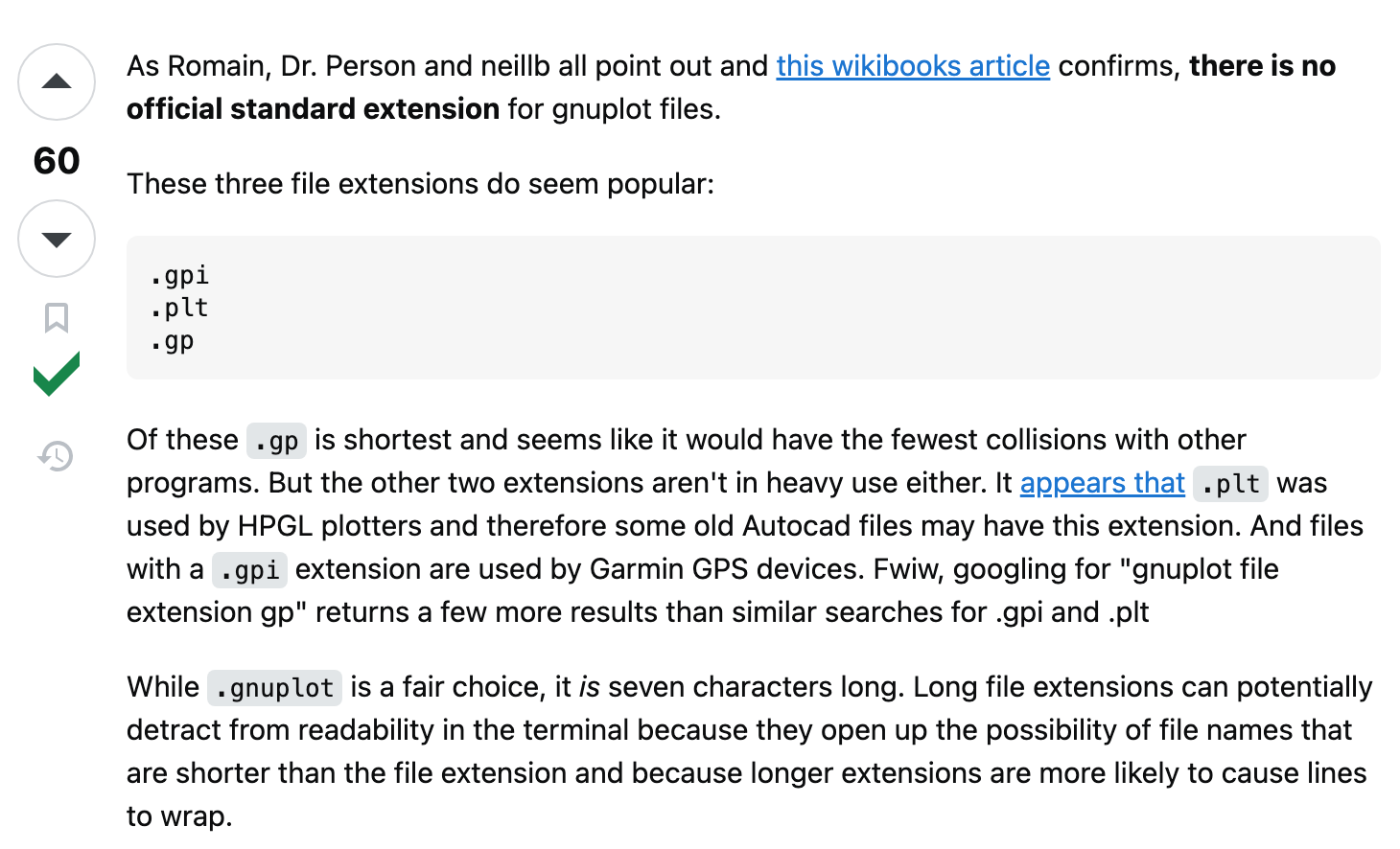 Stack Overflow explanation that .plt is the standard file extension for gnuplot files