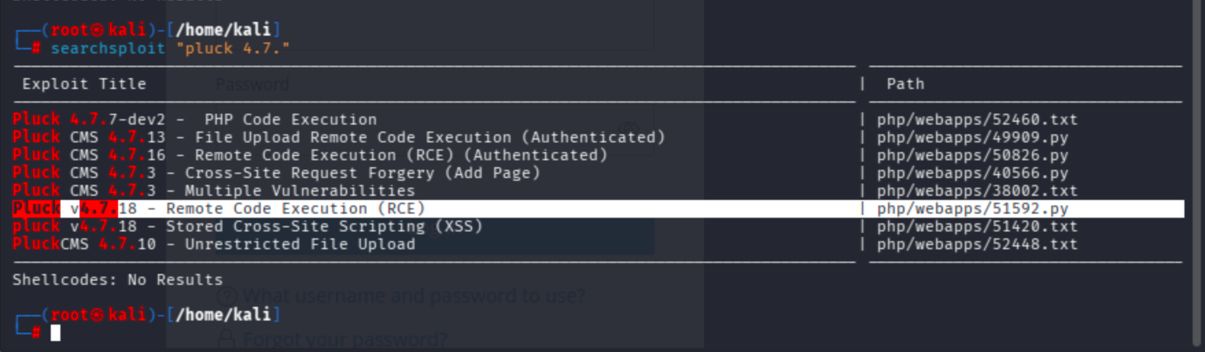 Pluck CMS 4.7.18 admin interface shown during RCE vector discovery