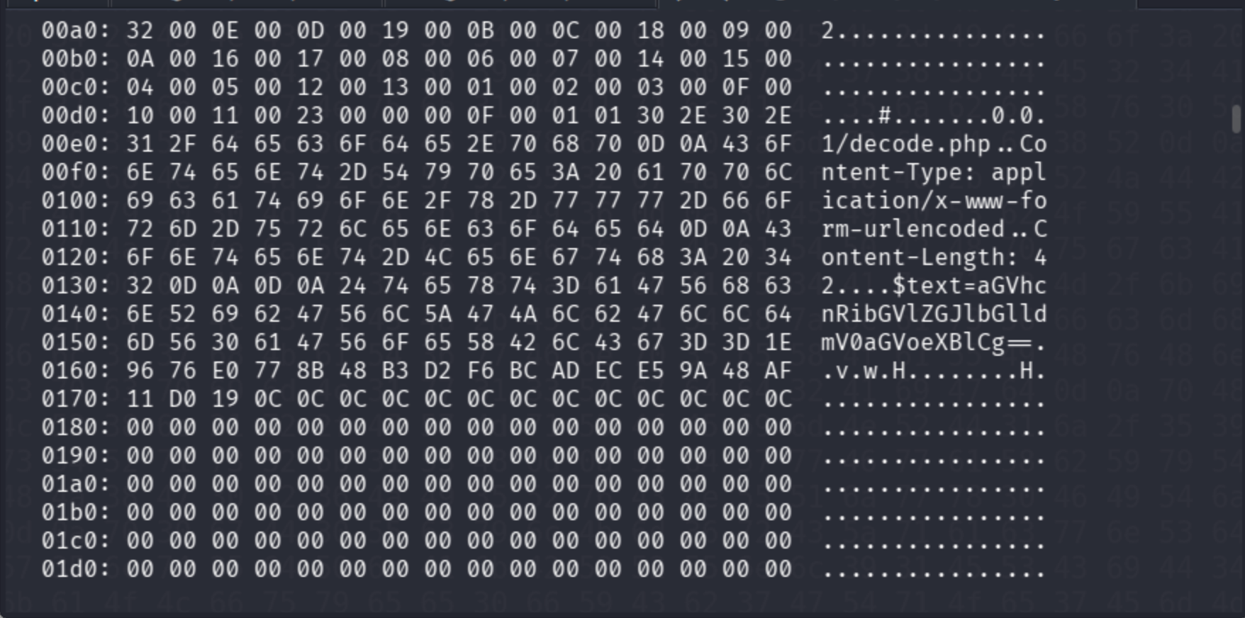Heartbleed vulnerability exploitation output on Valentine