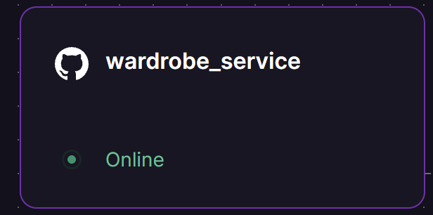 ClosetMate app appears online but shows crushed state with error indicators.