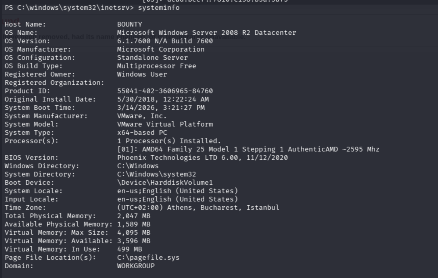 Enumeration output saved to a TXT file on the Bounty box