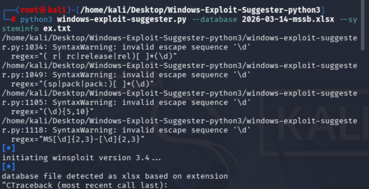Exploit tool dependency installation output