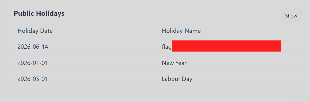 Terminal or code editor showing Python lambda function returning a dictionary for holiday_provider, with output {'YYYY-MM-DD': 'New Year'}.
