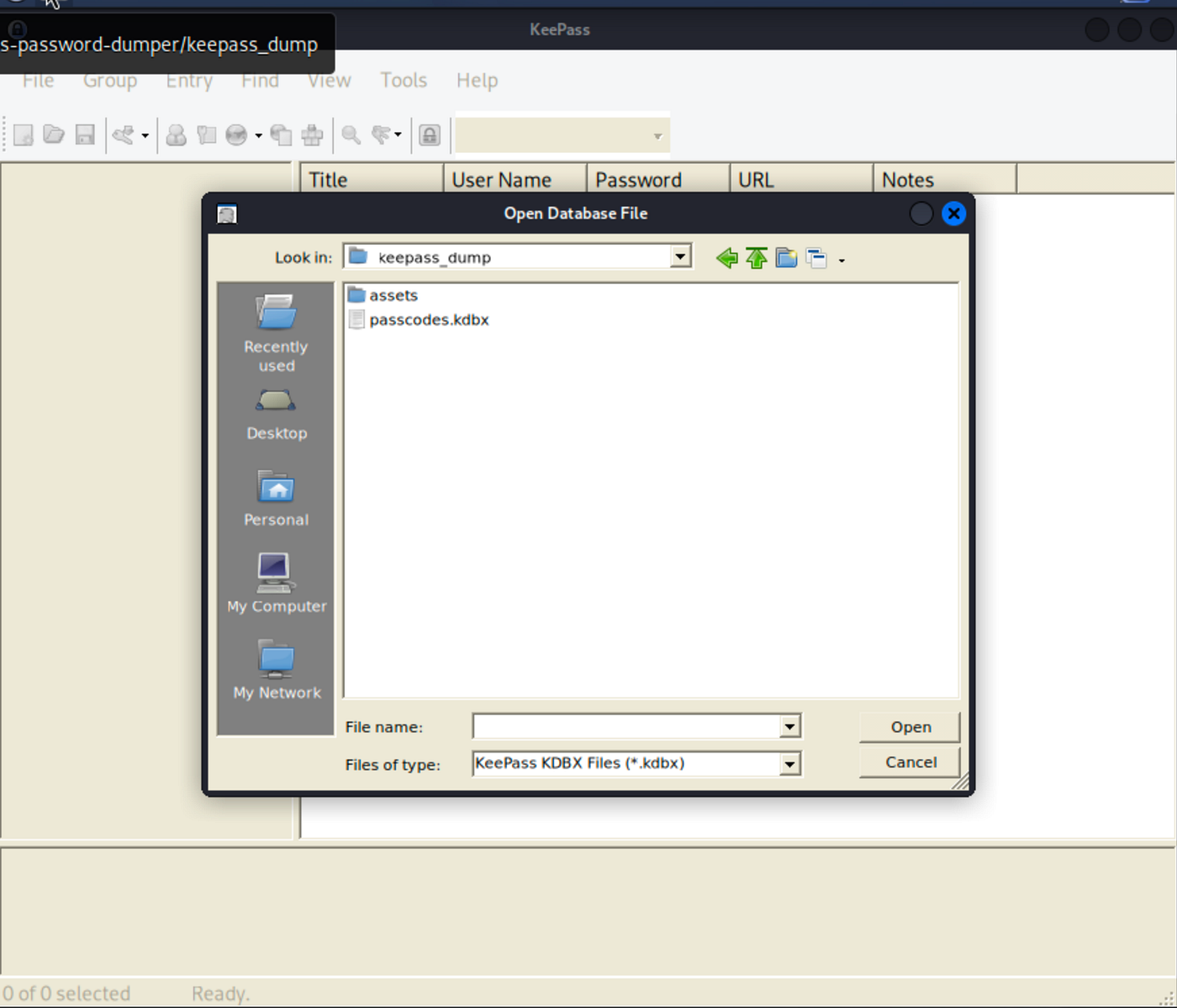 KeePass2 GUI prompt for master password with 'rødgrød med fløde' entered.