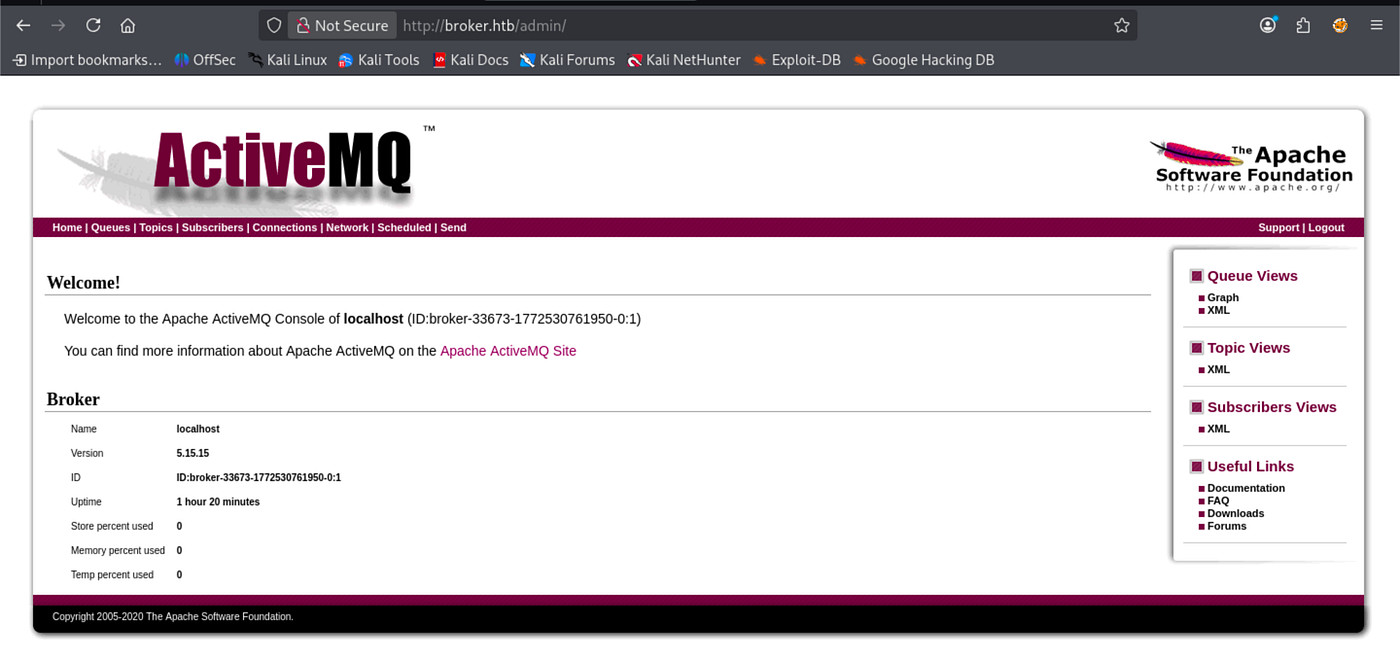 Terminal output of searchsploit activemq showing list of exploit modules for Apache ActiveMQ.