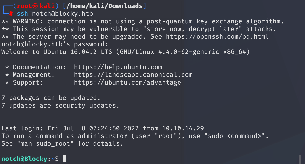 Terminal output of sudo -l showing notch can run all commands as root