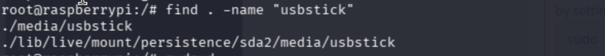 Terminal showing ls of /media/usbstick with note file from James.