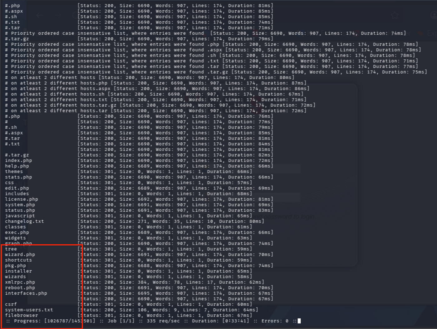 Terminal output of ffuf -w /usr/share/wordlists/dirbuster/directory-list-lowercase-2.3-medium.txt -u https://10.129.3.2/FUZZ -e .php,.aspx,.sh,.txt,.t