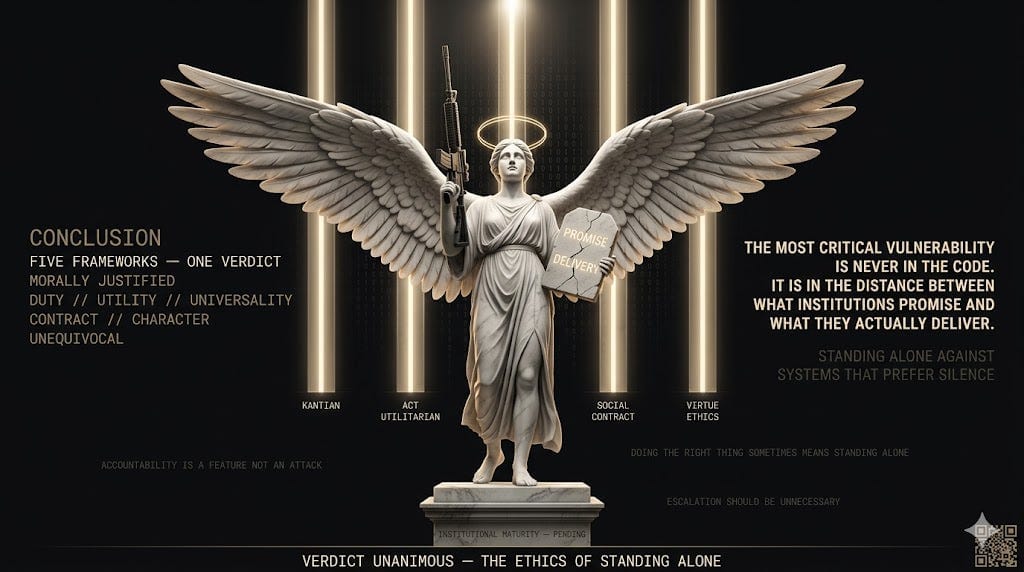 A summary table listing the five ethical theories (Kantianism, Act Utilitarianism, Rule Utilitarianism, Social Contract Theory, Virtue Ethics) with a 