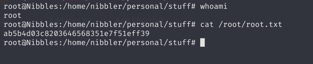 Terminal output showing root shell prompt with whoami and id commands