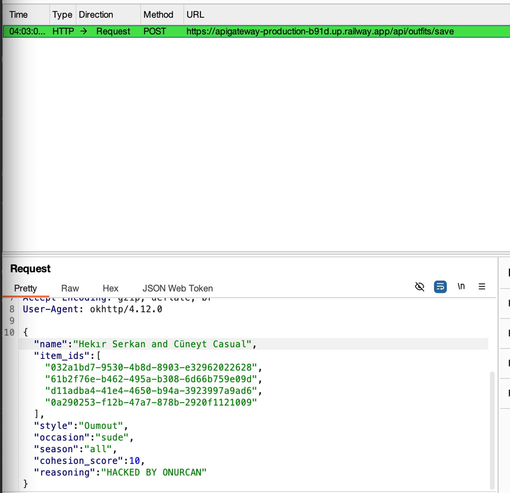 Burp Suite showing malformed HTTP request with tampered cohesion_score and reasoning fields.