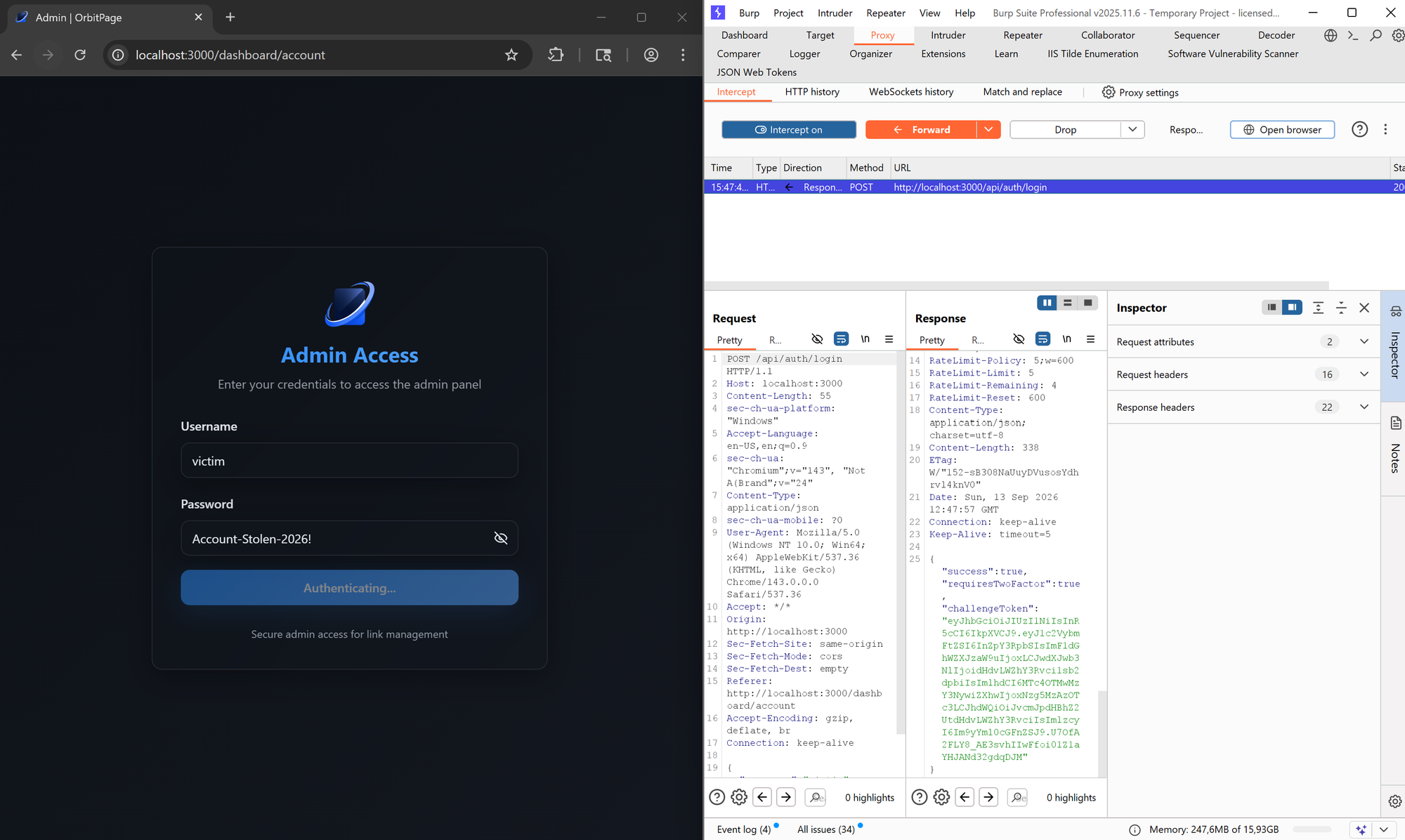 Two-Factor Authentication Bypass via JWT Challenge Token Reuse